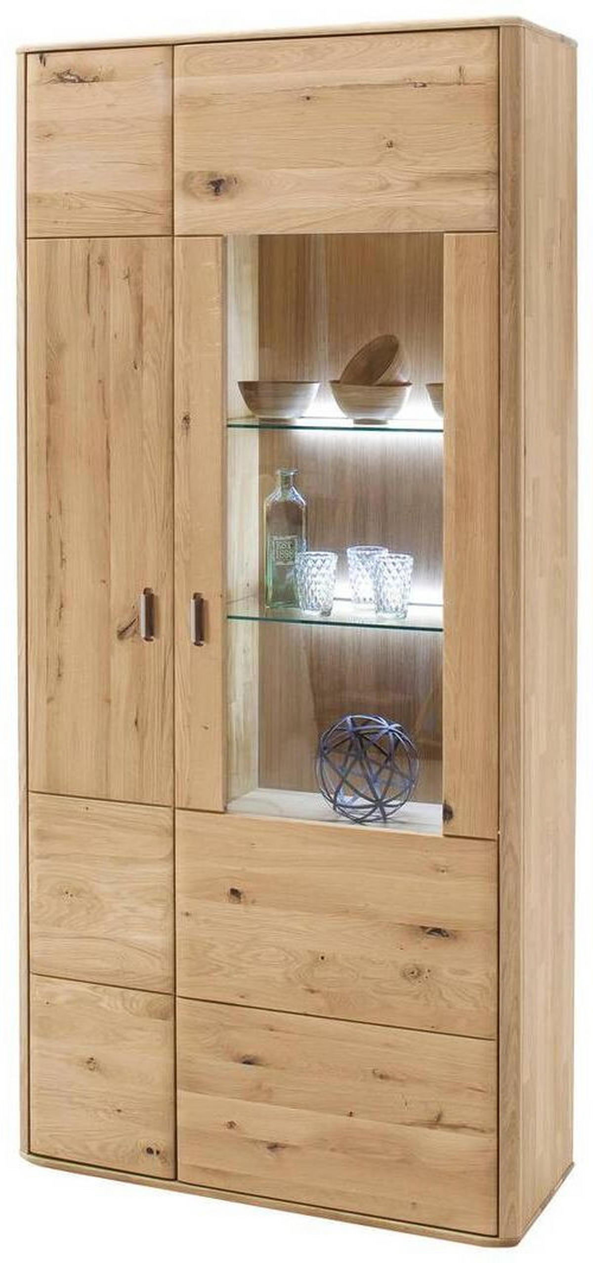 VITRINE in massiv Balkeneiche Eichefarben  - Eichefarben, Design, Glas/Holz (96/208/38cm) - Livetastic
