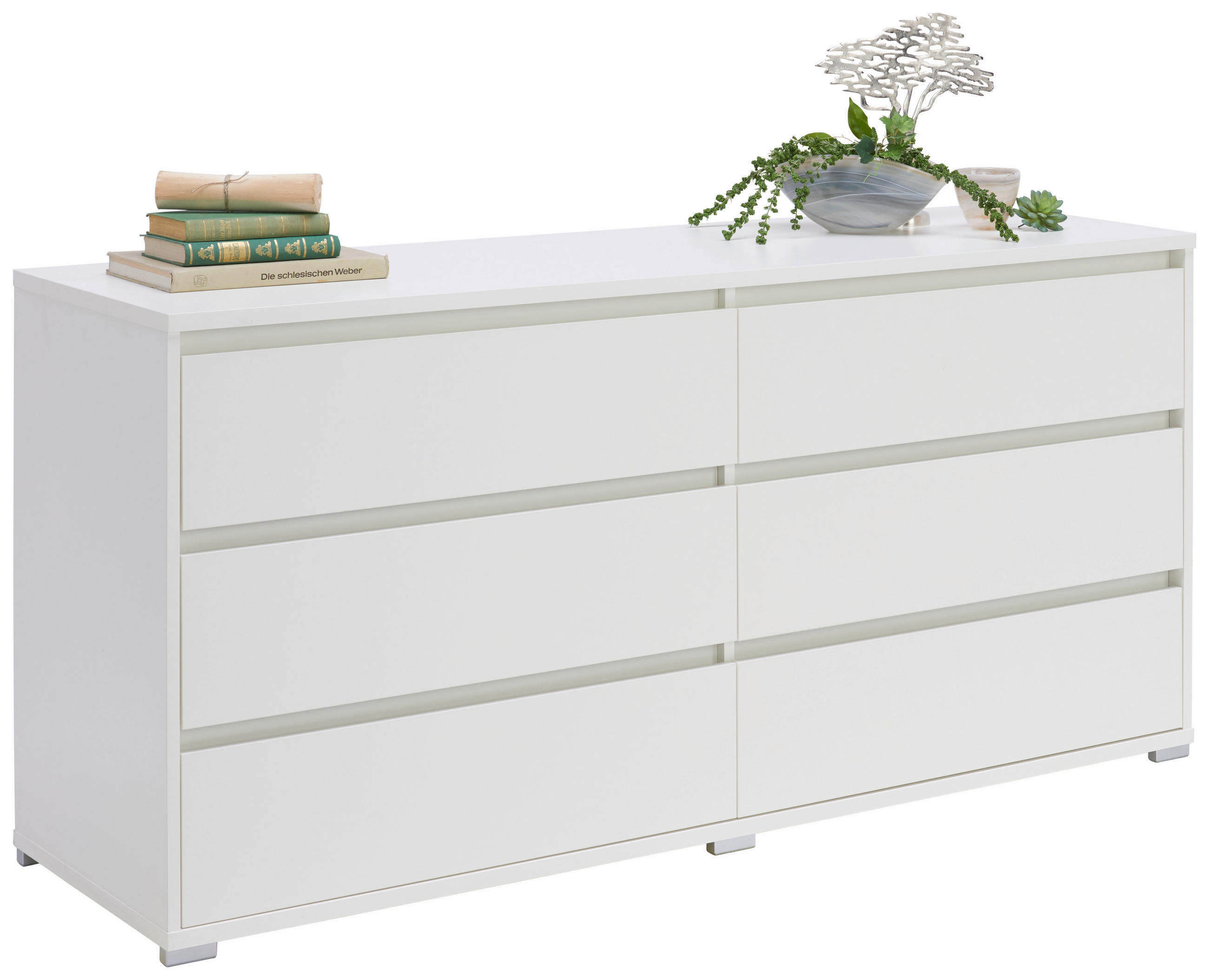 ŠIROKÁ KOMODA, biela, 160/79/48 cm - biela/hliníková, Design, kompozitné drevo/plast (160/79/48cm) - Carryhome