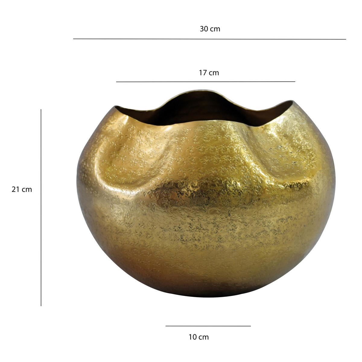 Vază 21 cm  - auriu, Design, metal (30/30/21cm) - MID.YOU