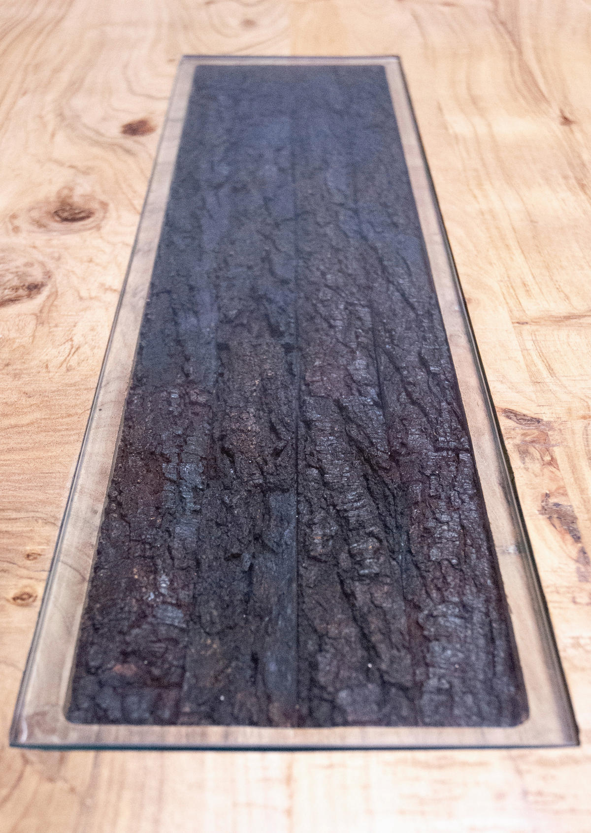 Masă din lemn, metal, sticlă, 180/90/76 cm,   - maro/gri, Natur, sticlă/lemn (180/90/76cm) - P & B