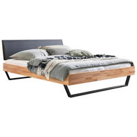 BETT 160/200 cm,  in Kernbuche, gepolstertes Kopfteil,  - Anthrazit/Schwarz, Design, Holz/Metall (160/200cm) - Hasena