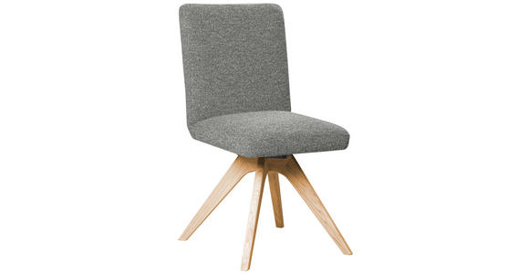 STUHL drehbar - Eichefarben/Grau, KONVENTIONELL, Holz/Textil (47/89/60cm) - Linea Natura