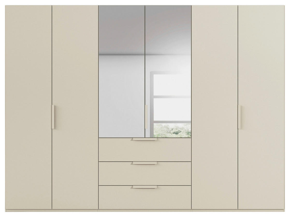 DREHTÜRENSCHRANK 301/235/61 cm,  in Champagner, 6-türig  - Champagner, Basics, Glas/Holzwerkstoff (301/235/61cm) - Novel