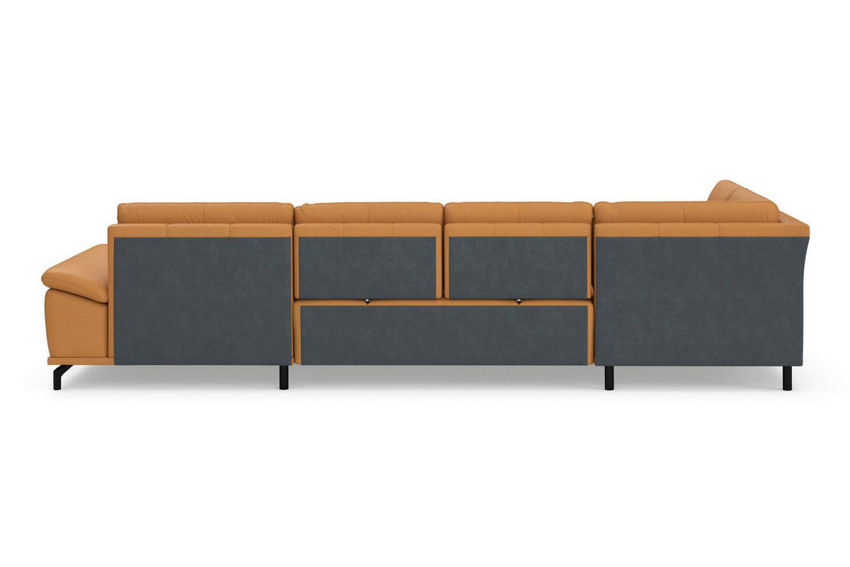 SEDACÍ SOUPRAVA, kůže, curry žlutá - černá/curry žlutá, Basics, kov/textil (223/363/176cm) - Sit & More