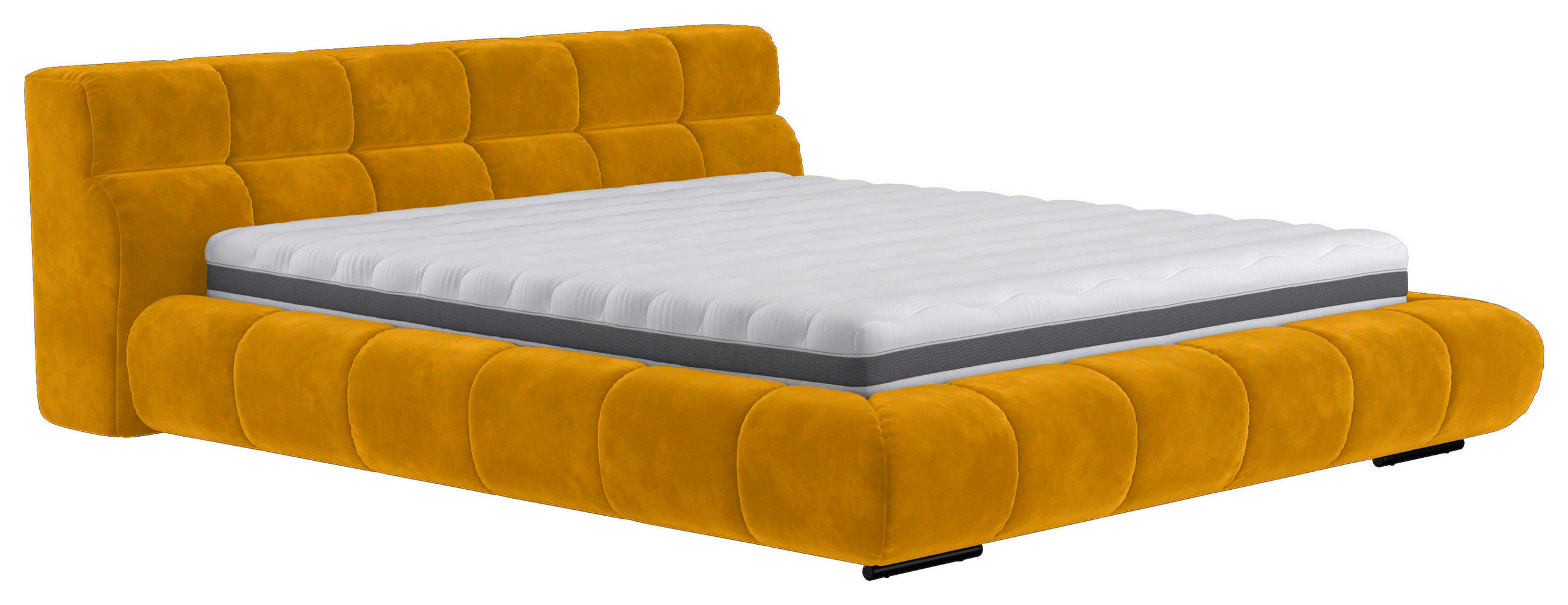 POLSTERBETT 200/200 cm,  in Currygelb,  - Currygelb/Schwarz, Design, Textil/Metall (200/200cm) - Belluti