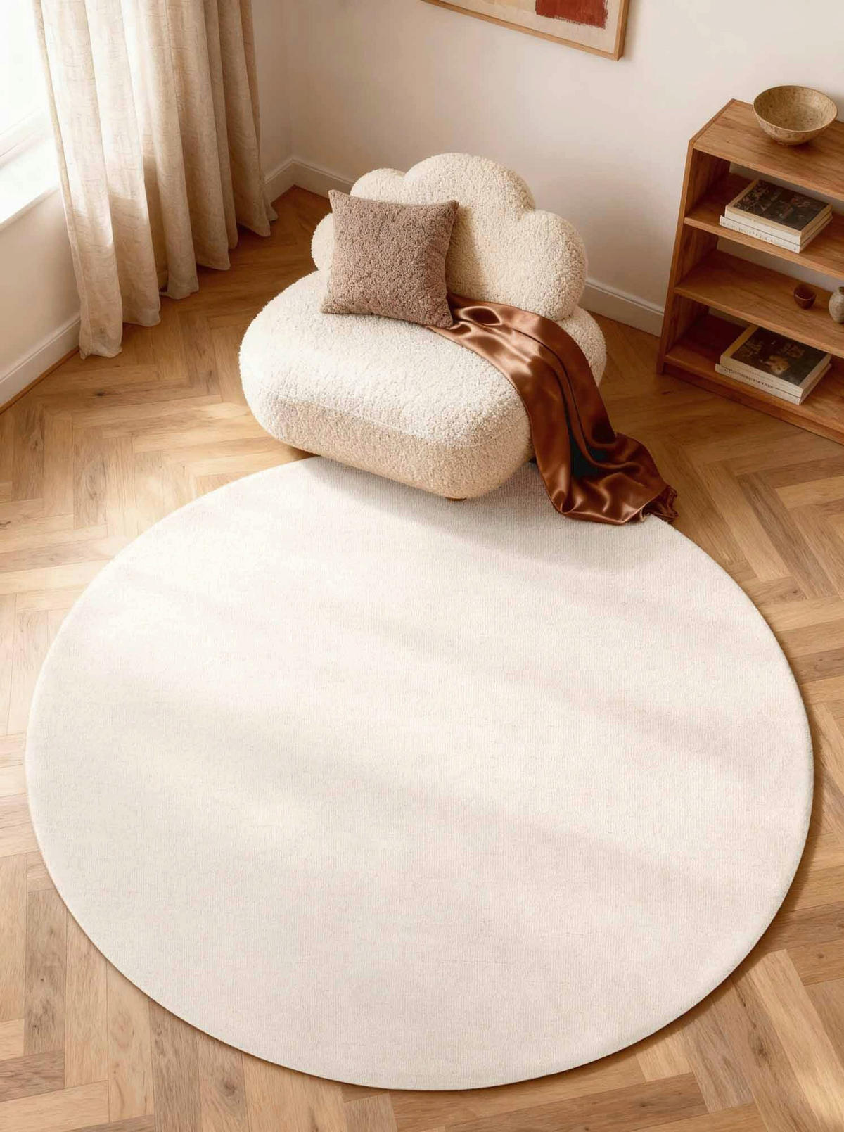 WOLLTEPPICH 200 cm Puristic Creme rund  - Creme, Basics, Textil (200cm) - Elle Decoration