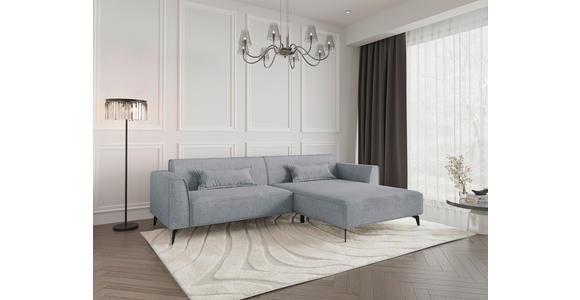 ECKSOFA  in Chenille Grau Rückenkissen  300/190 cm  - Hellbraun/Schwarz, MODERN, Textil/Metall (300/190cm) - Carryhome