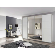 OMARA Z DRSNIMI VRATI, bela - bela/krom, Design, kovina/steklo (271/230/62cm) - Carryhome