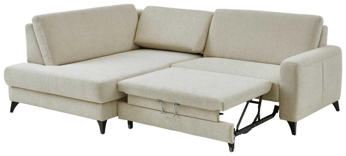 ECKSOFA Beige Chenille  - Beige/Schwarz, Design, Textil/Metall (182/239cm) - Valnatura