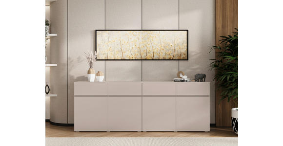 SIDEBOARD  220/80/40 cm 4 Schublade(n)  - Kaschmir/Silberfarben, Design, Holzwerkstoff/Kunststoff (220/80/40cm) - Xora