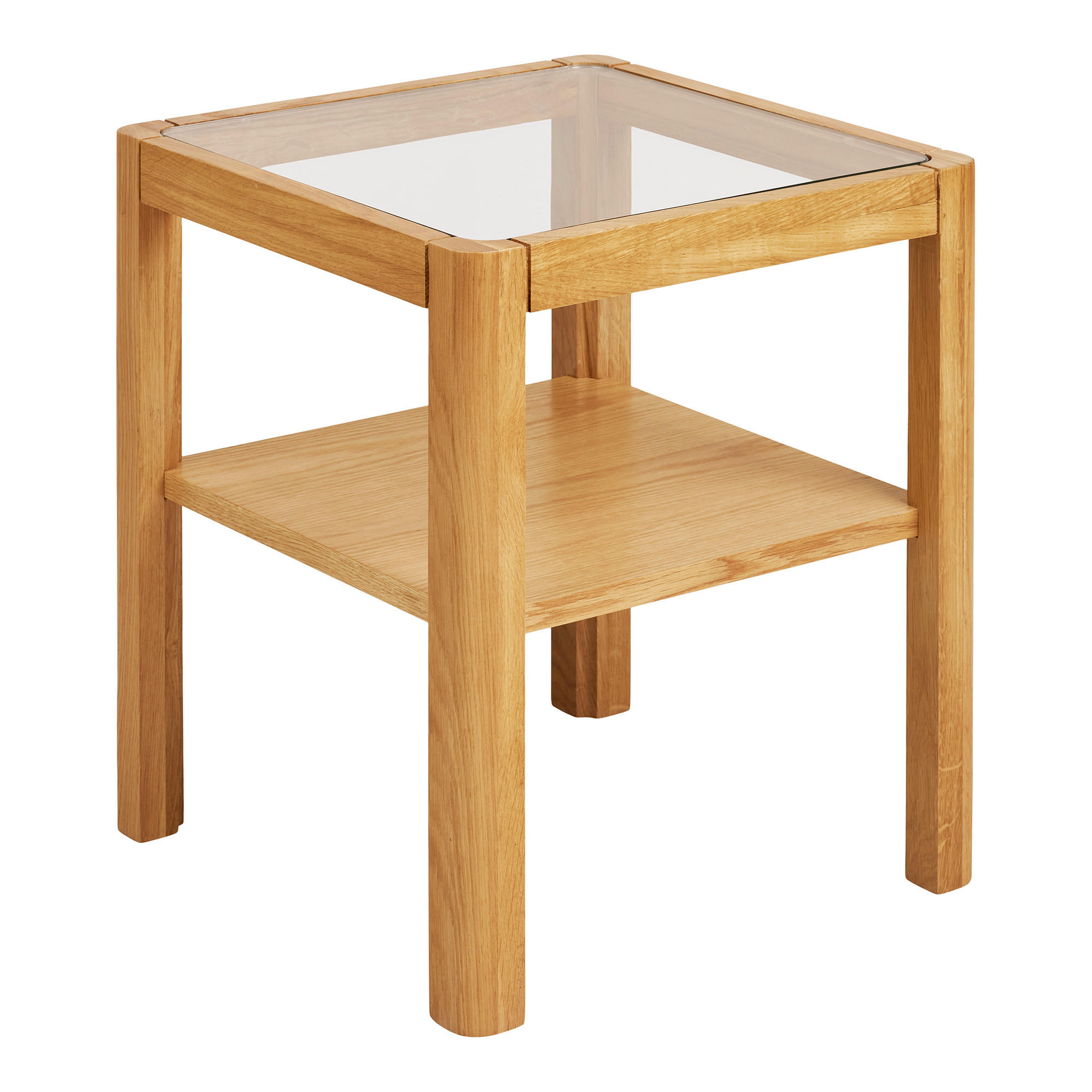 BEISTELLTISCH in Holz, Holzwerkstoff 40/40/45 cm  - Eichefarben, Design, Glas/Holz (40/40/45cm) - MID.YOU