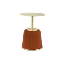 BEISTELLTISCH Cognac, Goldfarben rund  - Cognac/Goldfarben, Design, Holzwerkstoff/Textil (40/55cm) - Kayoom