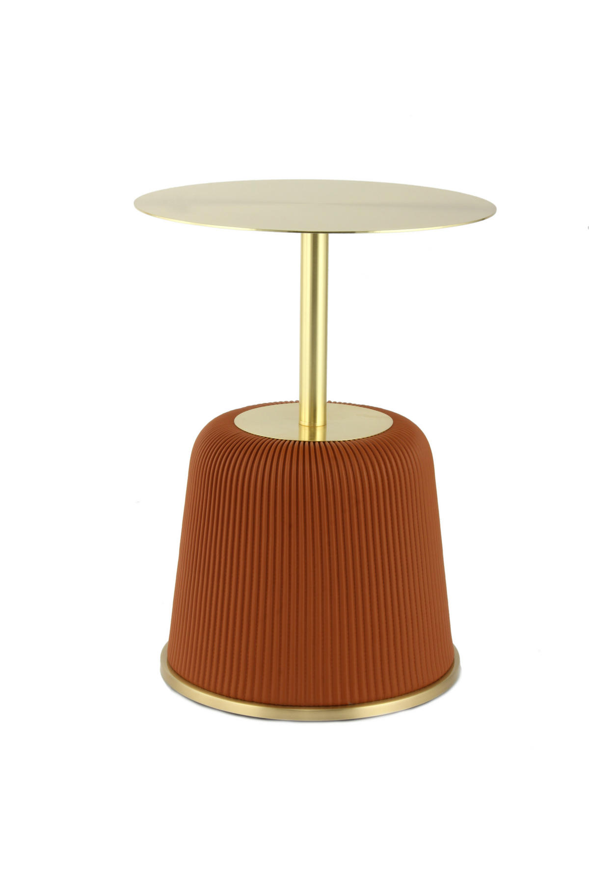 BEISTELLTISCH Cognac, Goldfarben rund  - Cognac/Goldfarben, Design, Holzwerkstoff/Textil (40/55cm) - Kayoom