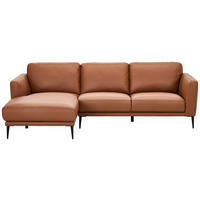 ECKSOFA Cognac Echtleder  - Cognac/Schwarz, MODERN, Leder/Metall (160/253cm) - Novel
