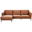 ECKSOFA Cognac Echtleder  - Cognac/Schwarz, MODERN, Leder/Metall (160/253cm) - Novel