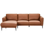 ECKSOFA Cognac Echtleder  - Cognac/Schwarz, MODERN, Leder/Metall (160/253cm) - Novel