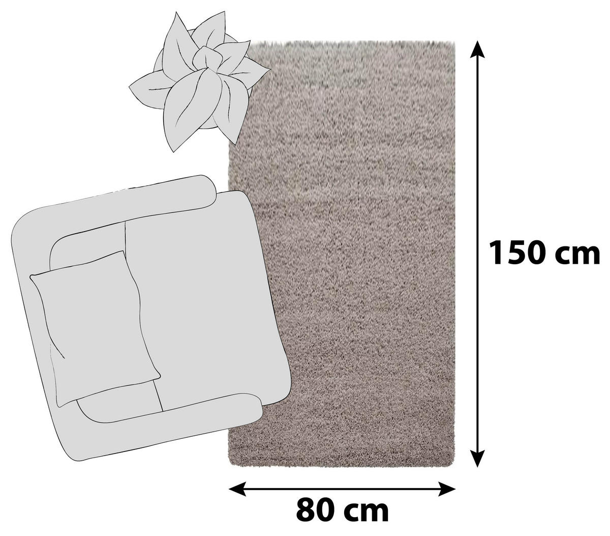 KOBEREC S VYSOKÝM VLASEM, 80/150 cm, béžová - béžová, Konvenční, textil (80/150cm) - Novel