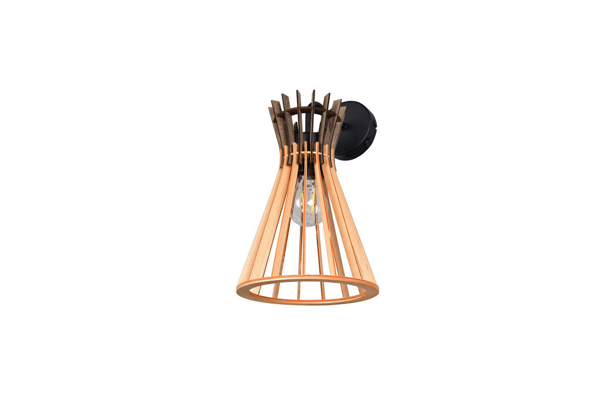 VÄGGLAMPA 20/24/35,5 cm   - svart/naturfärgad, Natur, metall/trä (20/24/35,5cm)