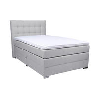 BOXSPRINGBETT 140/200 cm,  in Hellgrau, Matratze, Bettkasten, Topper, H3 = fest  - Chromfarben/Hellgrau, KONVENTIONELL, Kunststoff/Textil (140/200cm) - Boxxx