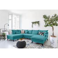 SAROKGARNITÚRA textil türkiz  - türkiz/fekete, Design, textil/fa (200/300/150cm) - P & B