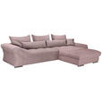 ECKSOFA Altrosa Cord  - Chromfarben/Altrosa, KONVENTIONELL, Textil/Metall (335/225cm) - Carryhome
