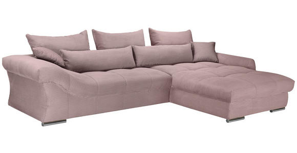 ECKSOFA Altrosa Cord  - Chromfarben/Altrosa, KONVENTIONELL, Textil/Metall (335/225cm) - Carryhome