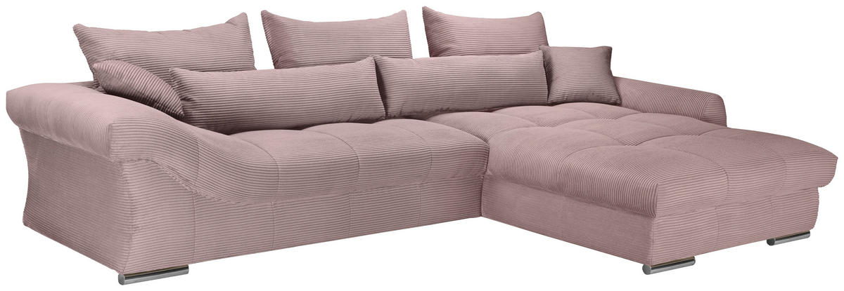ECKSOFA Altrosa Cord  - Chromfarben/Altrosa, KONVENTIONELL, Textil/Metall (335/225cm) - Carryhome
