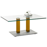 COUCHTISCH Metall, Glas 110/70/46-65 cm  - Edelstahlfarben/Gelb, Design, Glas/Kunststoff (110/70/46-65cm)