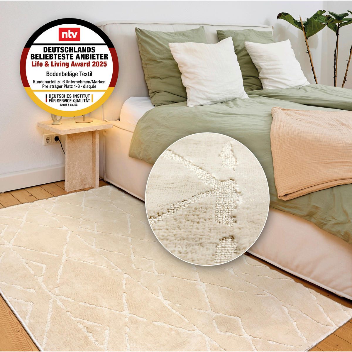 WEBTEPPICH 133/190 cm Lou Creme rechteckig  - Creme, Basics, Kunststoff/Textil (133/190cm) - Astra