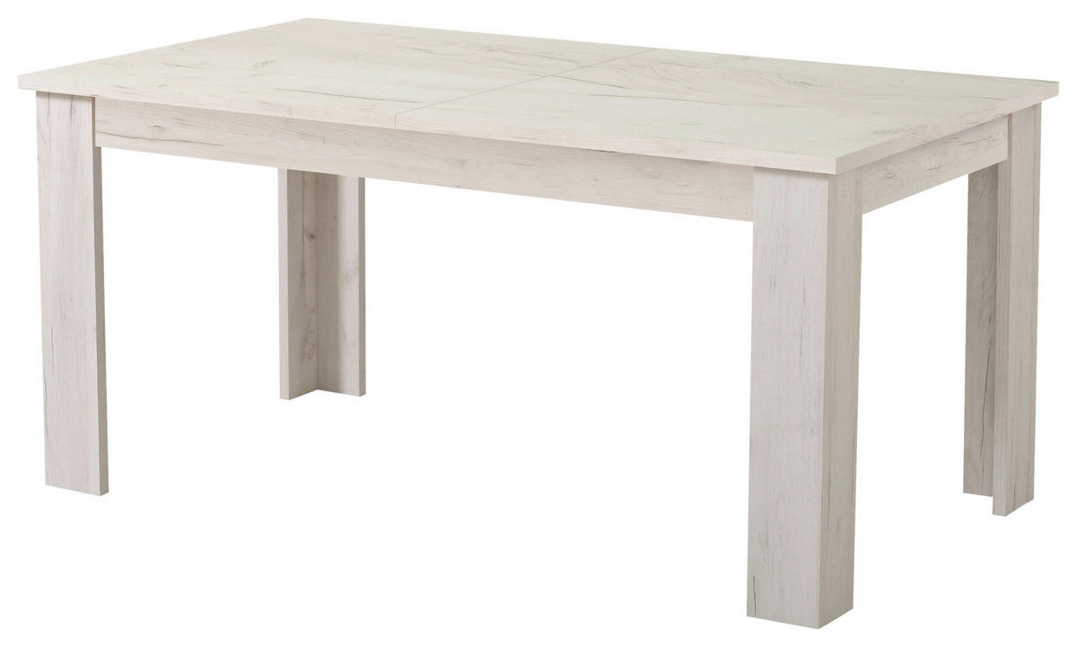 KIHÚZHATÓ ASZTAL - Bianco tölgy/ezüsttölgy, Basics, faalapú anyag (160-200/76,5/90,5cm) - Xora