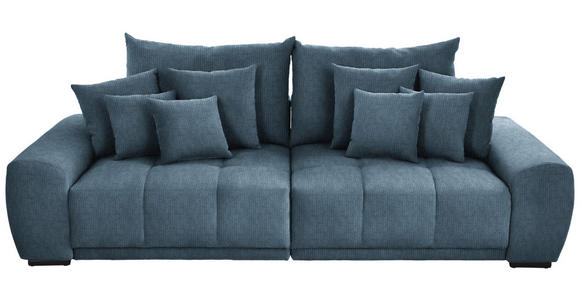 BIGSOFA in Feincord Blau  - Blau/Schwarz, KONVENTIONELL, Holz/Textil (280/67/120cm) - Carryhome