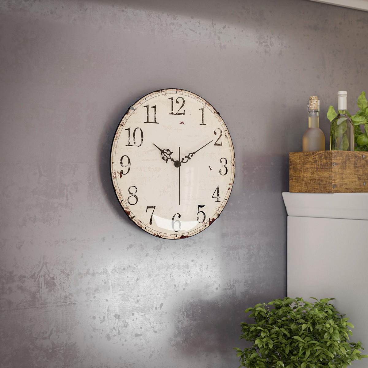WANDUHR  Braun, Weiß 35 cm  - Braun/Weiß, Basics, Kunststoff (35cm)