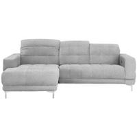ECKSOFA in Webstoff Hellgrau  187/260 cm  - Chromfarben/Hellgrau, Design, Textil/Metall (187/260cm) - Xora