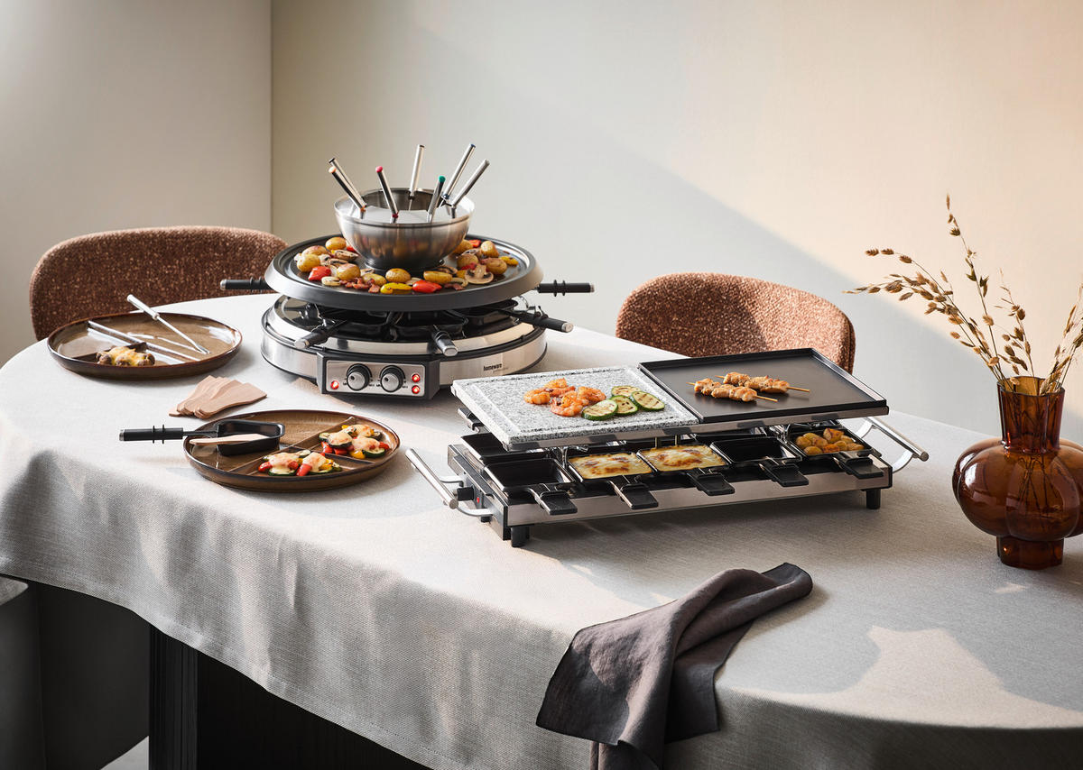 RACLETTE-GRILL  - Edelstahlfarben/Schwarz, KONVENTIONELL, Kunststoff/Stein (62/24,2/13cm) - Homeware Profession.