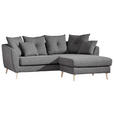 ECKSOFA in Flachgewebe Dunkelgrau  - Dunkelgrau/Buchefarben, KONVENTIONELL, Holz/Textil (210/156cm) - Carryhome