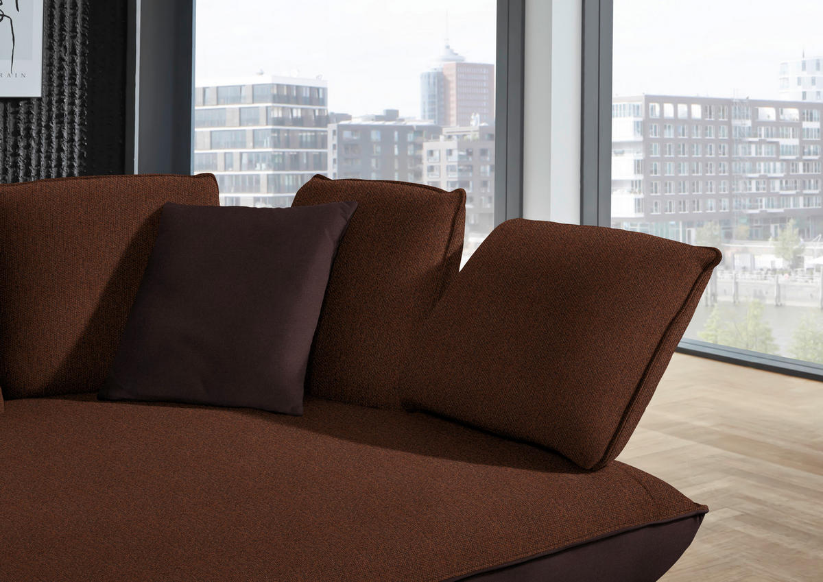 ECKSOFA Kupferfarben Flachgewebe  - Schwarz/Kupferfarben, Design, Textil/Metall (320/169cm) - Moderano