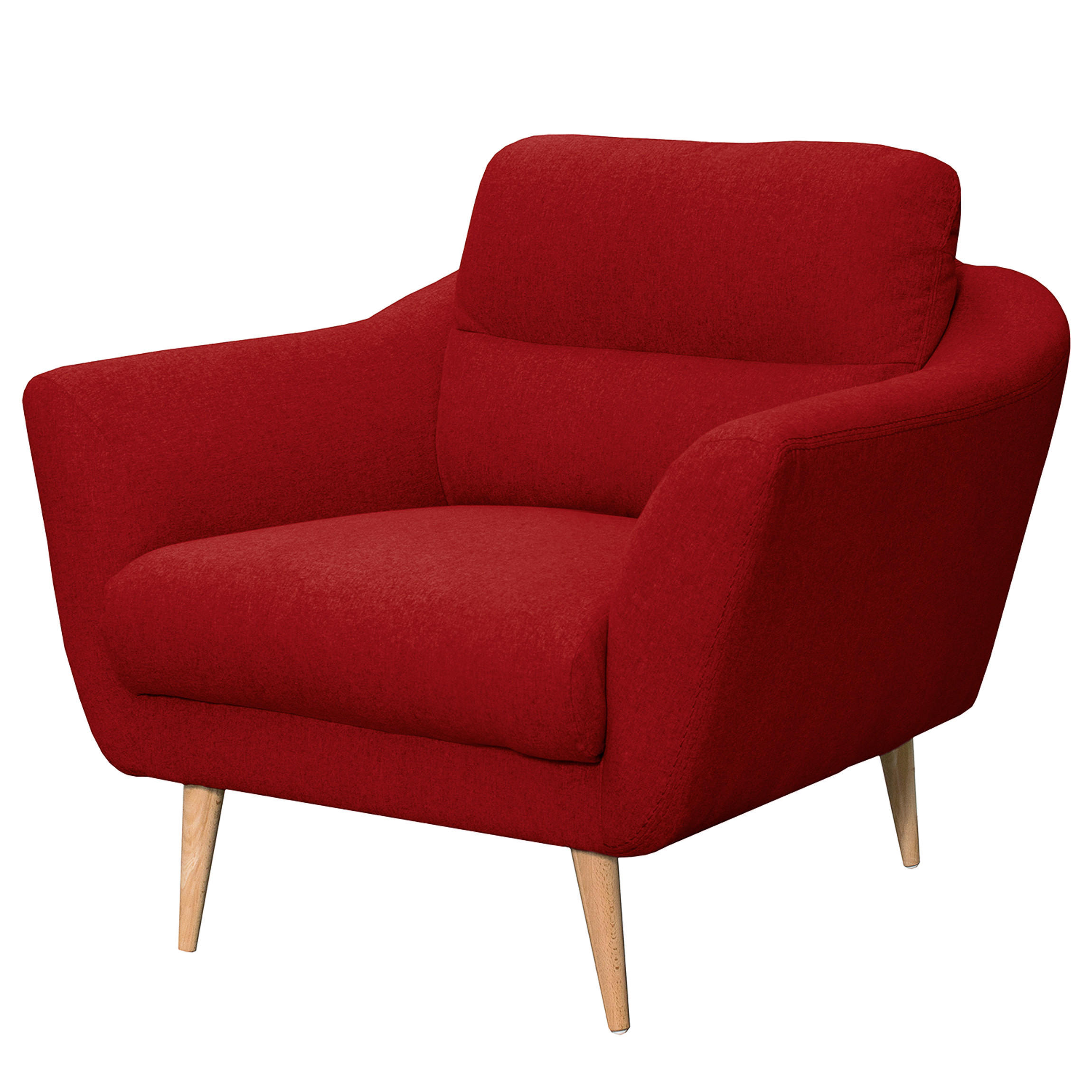 SESSEL in Webstoff Rot  - Buchefarben/Rot, Design, Holz/Textil (92/87/88cm) - Livetastic