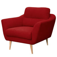 SESSEL in Webstoff Rot  - Buchefarben/Rot, Design, Holz/Textil (92/87/88cm) - Livetastic