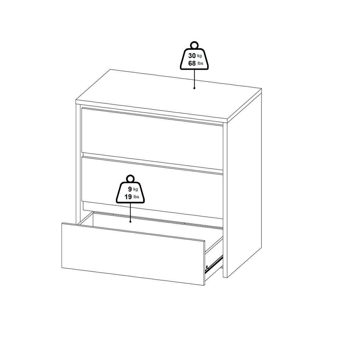 KOMMODE  in 80/84/48 cm  - Weiß, KONVENTIONELL, Holzwerkstoff (80/84/48cm) - Boxxx
