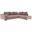 ECKSOFA Altrosa Cord  - Schwarz/Altrosa, KONVENTIONELL, Holz/Textil (298/202cm) - Carryhome