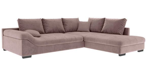 ECKSOFA Altrosa Cord - Schwarz/Altrosa, KONVENTIONELL, Holz/Textil (298/202cm) - Carryhome