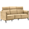 TRAPEZSOFA in Mikrofaser Beige  - Beige/Schwarz, KONVENTIONELL, Textil/Metall (221/103/95cm) - Dieter Knoll