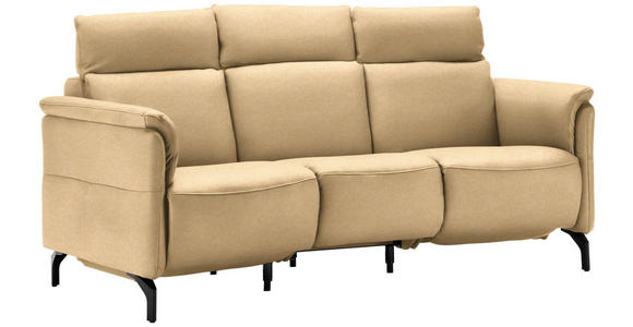 TRAPEZSOFA in Mikrofaser Beige  - Beige/Schwarz, KONVENTIONELL, Textil/Metall (221/103/95cm) - Dieter Knoll