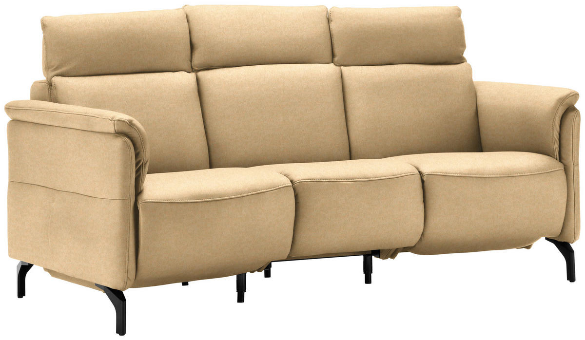 TRAPEZSOFA in Mikrofaser Beige  - Beige/Schwarz, KONVENTIONELL, Textil/Metall (221/103/95cm) - Dieter Knoll