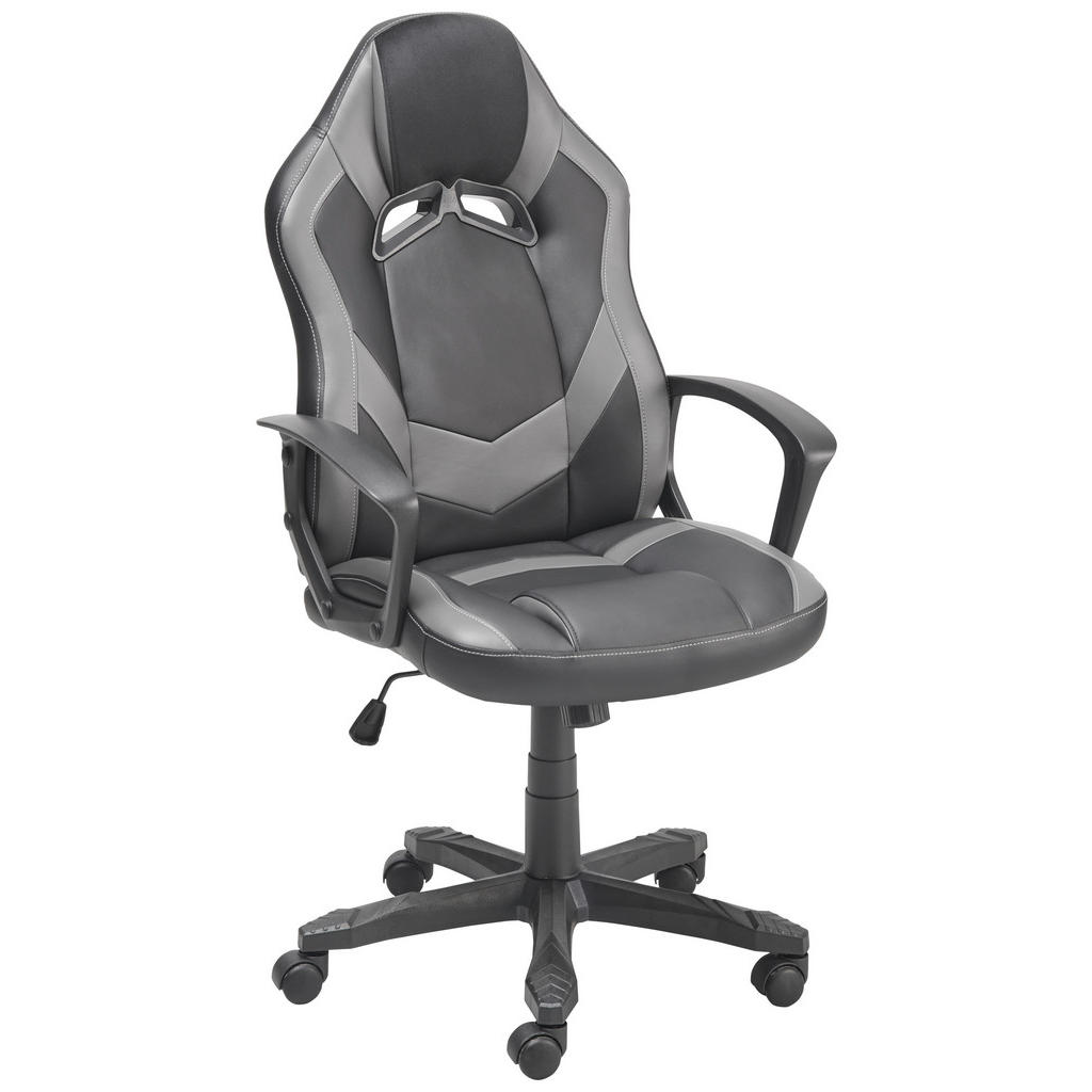 MID.YOU HERNÍ ŽIDLE, vzhled kůže, šedá, černá