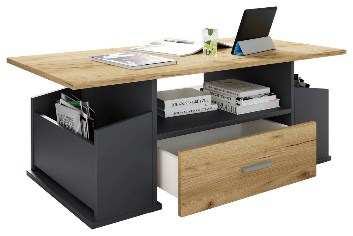 COUCHTISCH Holzwerkstoff 110/52/44 cm  - Honigeiche/Anthrazit, Design, Holzwerkstoff/Kunststoff (110/52/44cm) - MID.YOU
