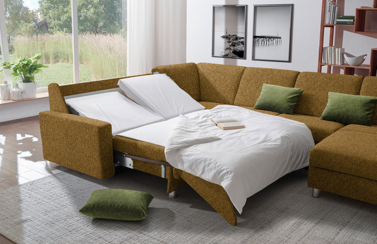 WOHNLANDSCHAFT  in Mikrovelours Senfgelb  - Anthrazit/Senfgelb, KONVENTIONELL, Textil (237/323/158cm) - Sedda