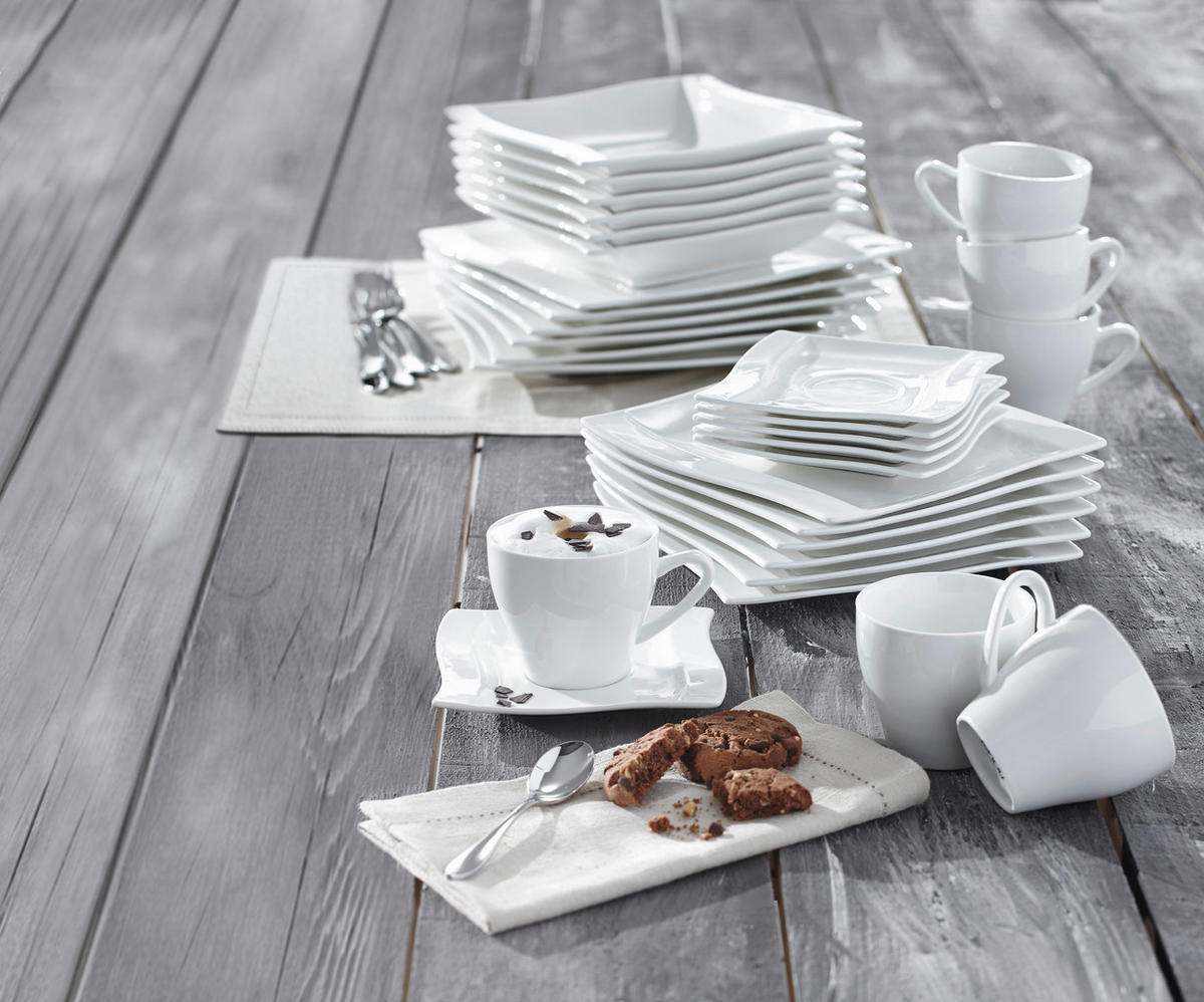 Serviciu De Cafea 18 piese  - alb, Basics, ceramică - Novel