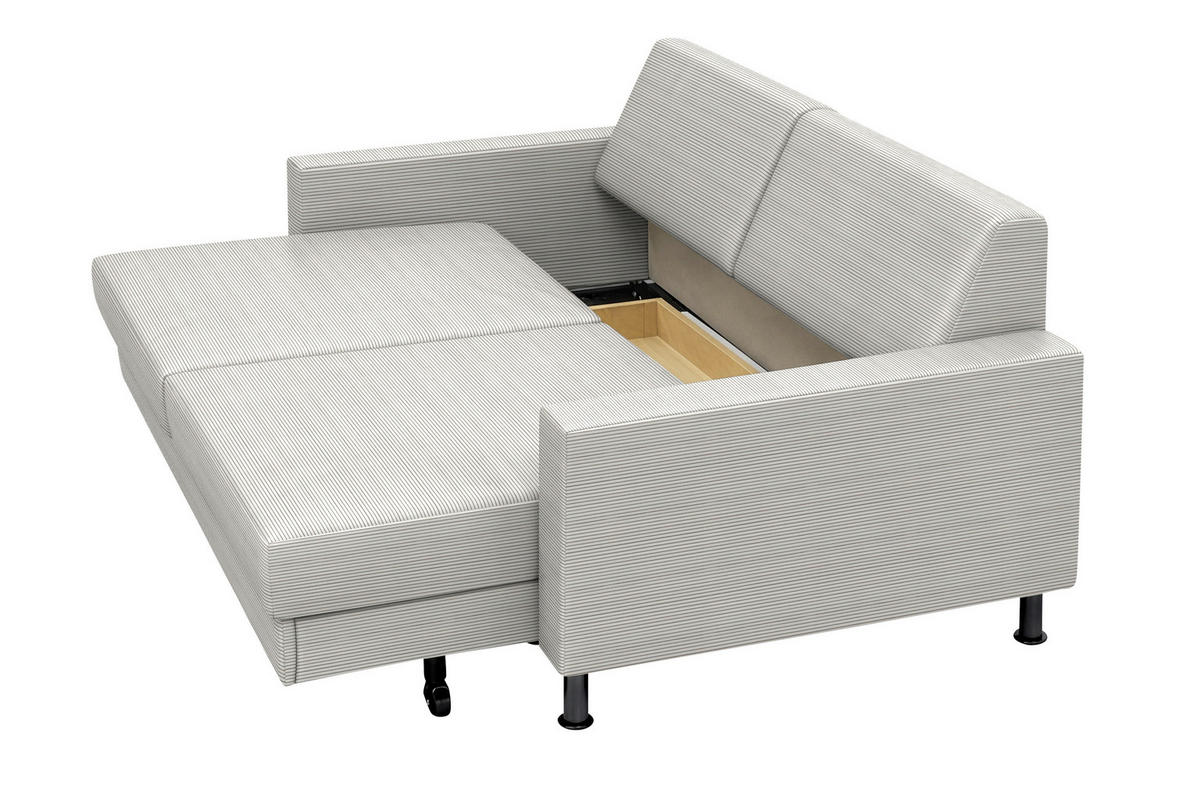 SCHLAFSOFA Feincord Grau  - Chromfarben/Grau, Design, Textil/Metall (140/90/95cm) - Bali