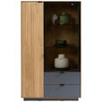 HIGHBOARD Grau, Eichefarben  85/141/42 cm  - Eichefarben/Grau, Natur, Glas/Holz (85/141/42cm) - Linea Natura